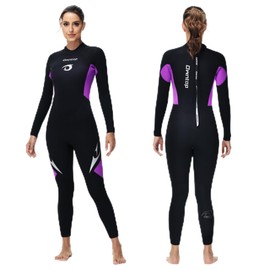 Owntop Wetsuit 5mm Neoprene Diving Suit for Womens - Thicken Full Wet Suit, Back Zip Long Sleeve UPF50+ Keep Warm Swimwear for Scuba Surfing Swimming Diving Snorkeling Water Sports, Purple XL