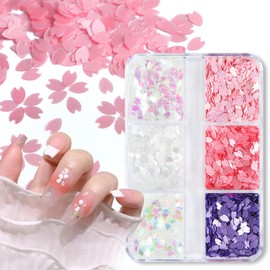 Nail Parts, Cherry Blossom Sequins, 6 Colors, Decorative Parts, Cherry Blossom, Hologram, 3D Nail Decoration, Sequins, Nail Art, Accessories, Gel Nails, Resin, Enclosed Parts, Nail Design, Decor