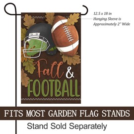 Texupday Fall & Football Harvest Decoration Autumn Seasonal Holiday Garden Flag Farmhouse Outdoor Yard Banner 12" x 18"