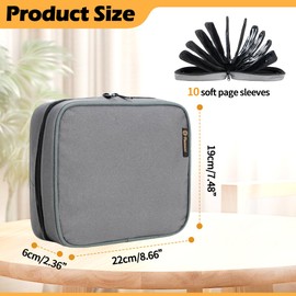 PACMAXI Portable Travel Brooch Pin Carrying Case for Enamel Pin, Lapel Pin, Pins Storage Organizer Case, Pin Collections Display Bag with 10 Pages, Hold Up to 160 pins. (gray)