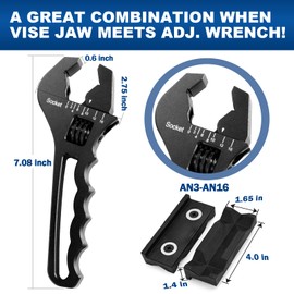 BRIFITOR AN Fittings Wrench 3AN-16AN Hose Fittings Adjustable Wrench For An Hose End Fittings Adapter Lightweight Aluminum Black (With 4" Vise Jaws Pads)