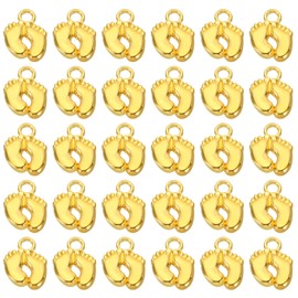 PATIKIL Footprint Charm, 150Pcs Mini Footprint Pendant Charm Bulk Vintage Metal Cute Designer DIY for Jewelry Making Bracelets Earrings Necklace Wedding Crafts, Gold Tone
