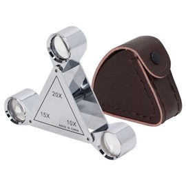 3 Lens Loupe Pocket Foldable Jewelers 10X 15X 20X Jewelry Identification Magnifier Zinc Alloy Metal Silver