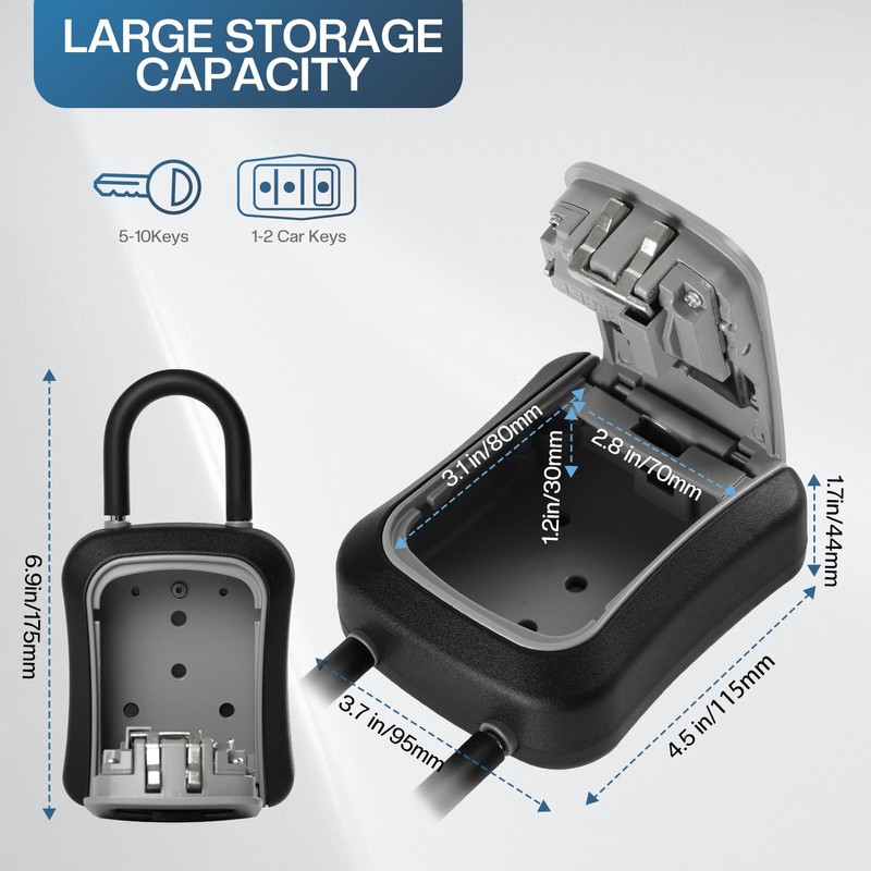 NBYT Portable Combination Lock keybox,for House Keys Key Hiders to