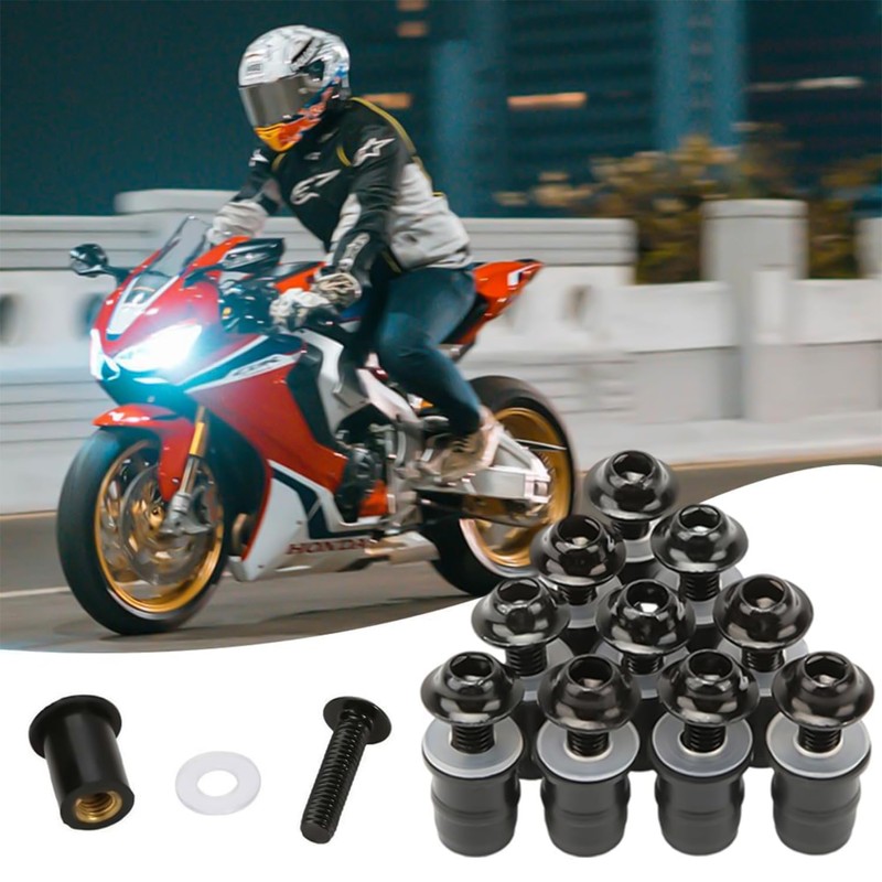 Windscreen Screws, Pack of 10 Motorcycle Windshield Mounting Screws, M5