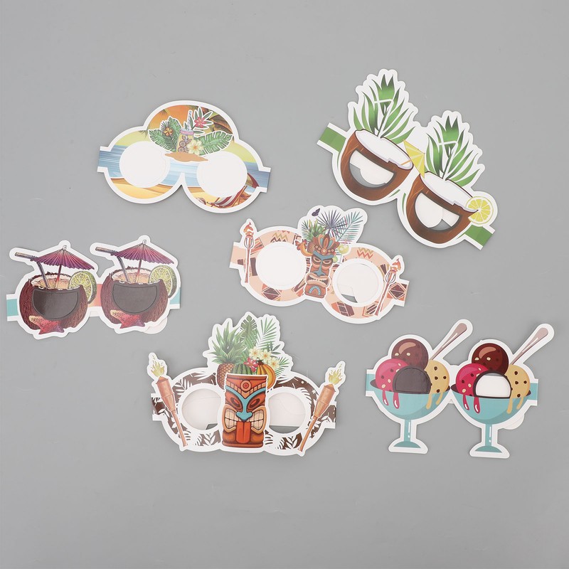 18pcs Paper Eyeglasses 6 Styles Funny Hawaiian Paper Sunglasses for