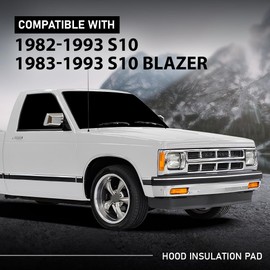 G-PLUS Hood Insulation Pad 1/2" with Clips Compatible with Chevy S10 1982-1993,Fit Chevy S10 Blazer 1983-1993 Black