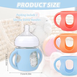 3PCS Silicone Sleeves for Avent Natural Glass Baby Bottles, Anti Breakage Baby Bottle Holder, Compatible Baby Bottle, BPA Free (4 Ounce)