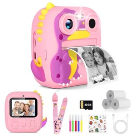 YOWNDSN Cámara Digital Instantánea para Niños, 1080P Cámara Digital Niña con 2,8'' Grande Pantalla HD, Doble Camara, Flash, Tarjeta SD de 32 GB, Caja, Regalo para Niños y Niñas 3 a 12 Años