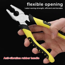 SIVFOTID Pliers Tool Set Small Mini Wire Cutter Pliers Household Tool Kit Set, 6'' Long Needle Nose Pliers Diagonal Cutting Pliers Lineman's Pliers, 3 Pcs, Yellow (LHQTZ-220916)