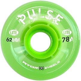 SKATE GURU Outdoor Quad Roller Wheels/Atom Pulse Lite / 62x33 Lime / 2 Packs - 8 Wheels
