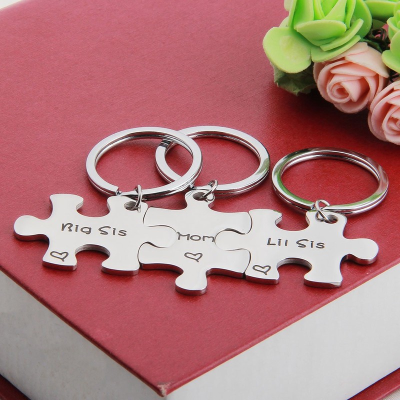 bobauna Big Sis Mom Lil Sis Puzzle Keychain Set Of