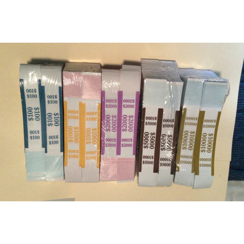 Unbranded 25 Self-Adhesive Currency Straps / Bands Color Coded Money