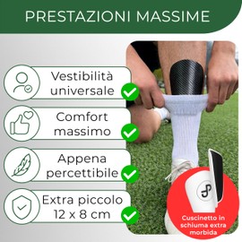 JDP Mini Parastinchi, parastinchi extra piccoli calcio uomini, gambali antiscivolo bambini calcio, shin guards 12x8 cm, carbonio
