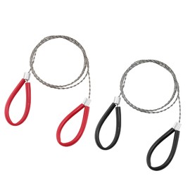 Rierdge 2 Pcs PVC Pipe Cable Saw Stainless Steel Wire Saw Portable String Rope Saw Survival Wire Saw for Hiking Camping Hunting, Red & Black, 23.62 Inch