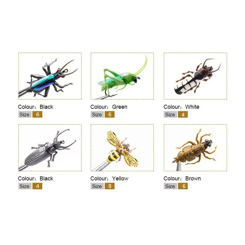 Set Moscas Para Pesca Agua Dulce Terrestrial 6 Pzas Yazhida