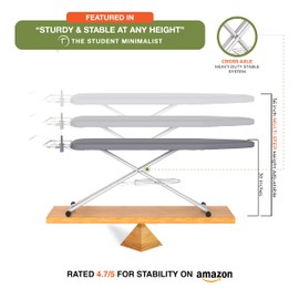 Xabitat Full Size Ironing Board 57" X 15" with Wall Mount Hanger, Full Metal Construction Iron Board, Built in Iron Caddy, Heat & Scorch Resistant Fabric, Cord Holder, Anti-Skid Feet, Heavy Duty