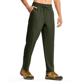 TBMPOY Mens Hiking Pants Lightweight Quick Dry 3 Pockets Travel Fishing Water-Resistant Athletic Workout Sweatpants Army Green M