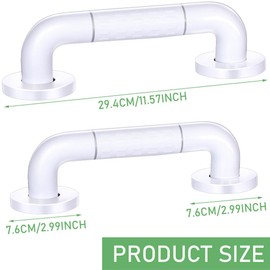 Safety Handle, 30 cm, Stainless Steel Shower Rail, Grab Bar 30 cm Safety Handle Bathtub Stainless Steel Bathroom Hold Handle Shower Handle White Non-Slip Bathroom Handle for Bathtub Toilet