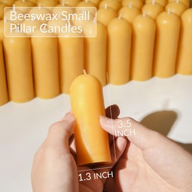 DEYBBY Beeswax Small Pillar Candles 6 Pack