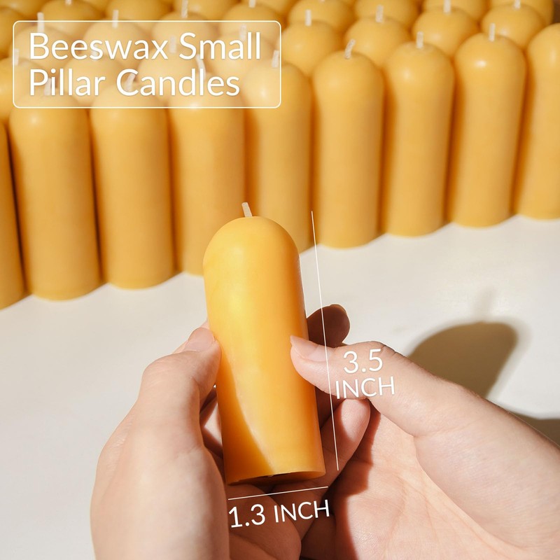 DEYBBY Beeswax Small Pillar Candles 6 Pack