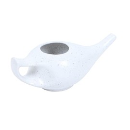WHOLELIFEOBJECTS Leak Proof Durable Porcelain Ceramic Neti Pot Hold 300 Ml Water Comfortable Grip with 10 Sachet Neti Salt | Eco Friendly Natural Treatment for Sinus & Congestion (White Matt)