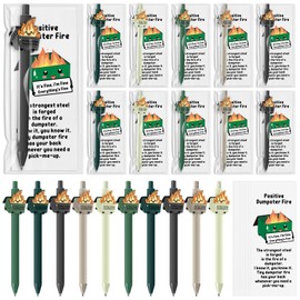 Sayglossy Dumpster Fire Pen Gifts Employee Appreciation Gifts Funny Dumpster Fire Ballpoint Pens with Motivational Quotes and Bookmarks Bulk for Teachers Coworkers Staff Office(50 Sets)