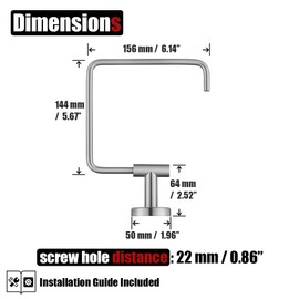 JQK Towel Ring, Stainless Steel Square Ring Towel Holder for Bathroom, 6 Inch Brushed Finished Wall Mount, TR140-BN
