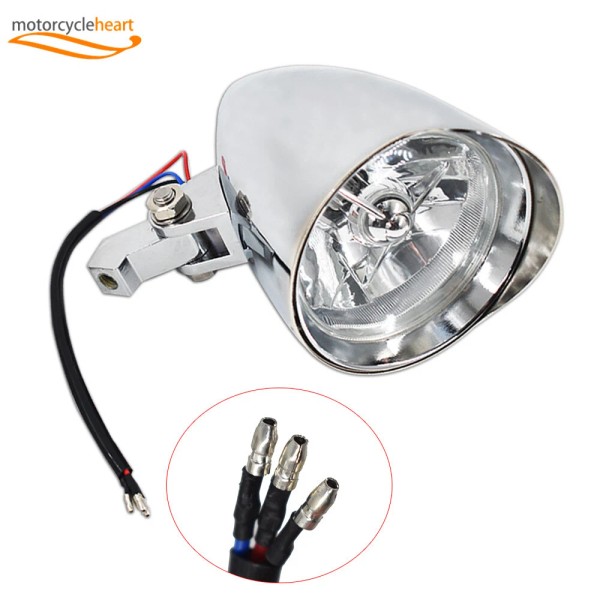 Mitoharet For Bobber Chopper Dyna 12V Motorcycle Chrome Visor Headlight