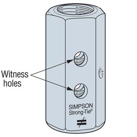 Simpson Strong-Tie CNW7/8-5/8-7/8" to 5/8" Coupler Nut w/Witness Hole (7/8"-9 UNC &