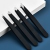 Stainless Steel Eyebrow Tweezers Set 4-Piece Flat Slant Set 5ea