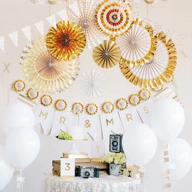 Paper Fans Decoration, Set of 6, Paper Fan, Paper Fan, Paper Decoration, Birthday, Decoration, Paper Fan, Children's Day, New Year, Wedding, Christmas, Graduation, Decoration, Festival, Event, Mall, Party, Decoration, Photo Background (Gold)