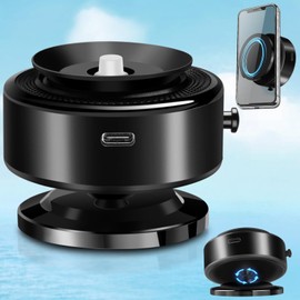 Vacuum Magnetic Suction Cup Phone Mount,360-Degree Rotatable Suction Cup Magnetic Phone Mount Holder for All Phones Universal Car Cell Phone Holder Stand for Car/Smooth Surface/Mirror/Travel Black