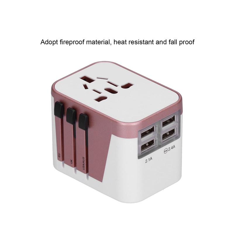 International Power Adapter Travel Plug with 4 USB Ports for