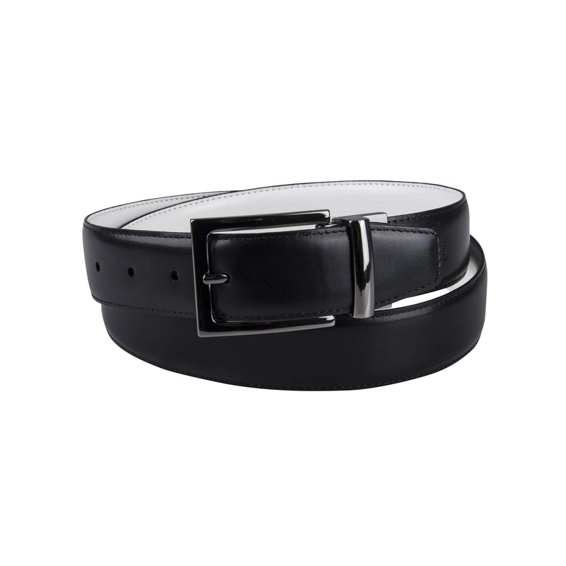 Haggar Men's Reversible Belt Dress and Casual, White/Black, Small, white/black