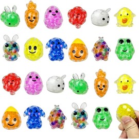 Anditoy 24 PCS Easter Mini Stress Balls Squishies Stress Relief Toys for Easter Basket Stuffers Egg Fillers Gifts Party Favors