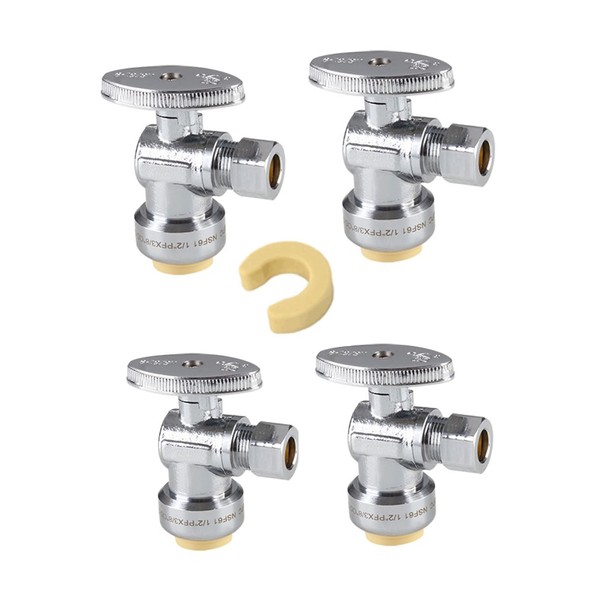 4-Pack EFIELD Push Fit 1/4 Turn Stop Valve Water Shut