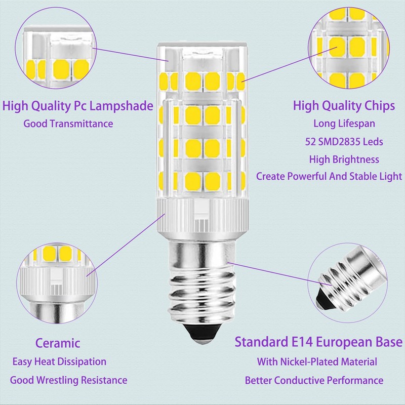 GFLSD E14 LED Bulbs Dimmable,4W 120V 350LM T4 40W Halogen