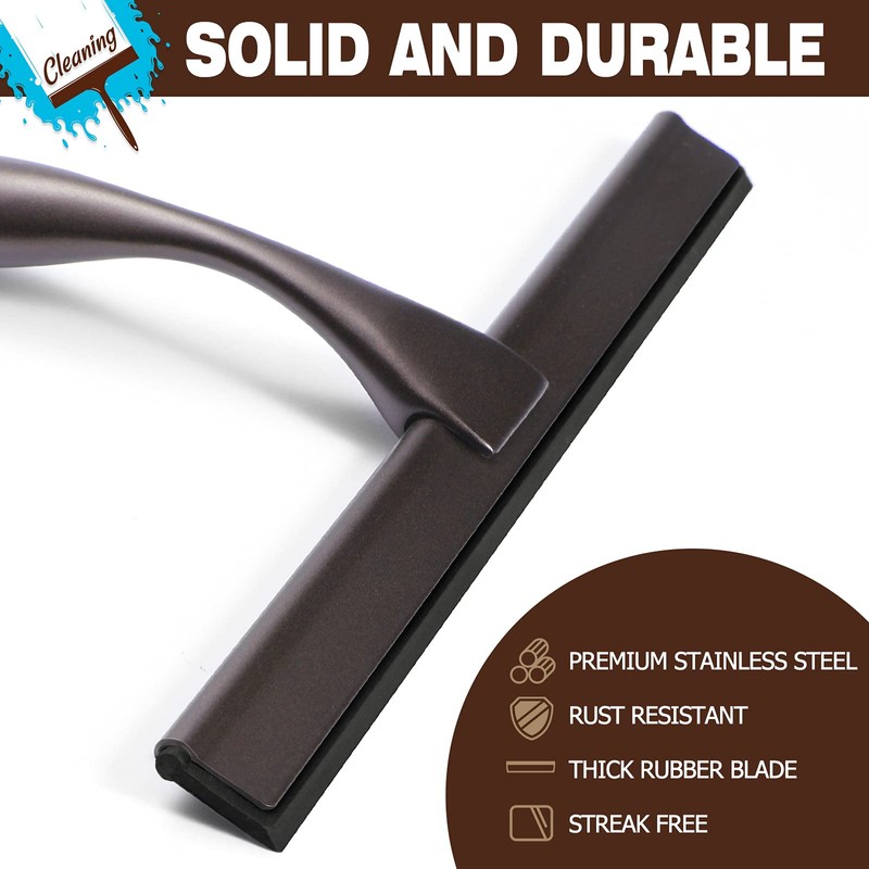 NETANY Shower Squeegee, 14-Inch Bronze Squeegee, All-Purpose Stainless Steel Squeegee