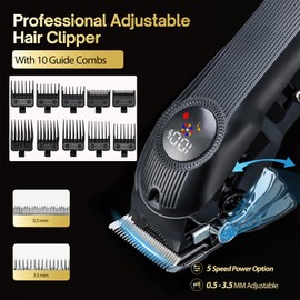 Hair Clippers for Men Professional Clippers and Trimmers Set, Cordless Hair Clippers, Haircutting Machine with LED Display for Barber Mens Grooming Kit