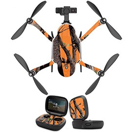 MightySkins Skin Compatible with GoPro Karma Drone Headphones wrap Cover Sticker Skins Orange Camo