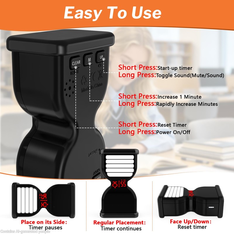 MOSTRUST Pomodoro Timer for Productivity, Visual Digital Hourglass Timer