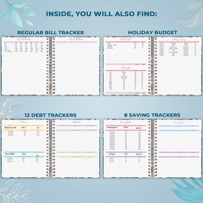 PLANBERRY Large Budget Planner & Monthly Bill Organizer with Pockets
