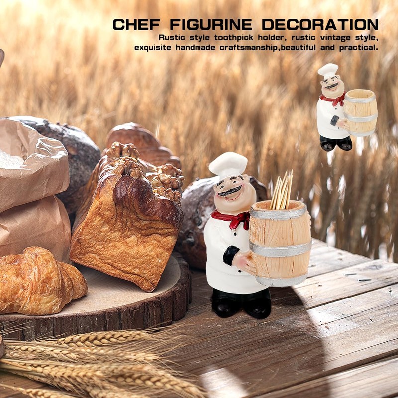 DOERDO DD Resin Chef Toothpick Holder, Toothpick Dispenser Chef Statue