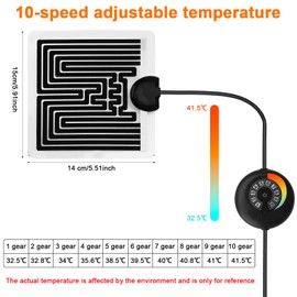 HENGBIRD Terrarium Heating Pad with 10 Levels Temperature Control Heating Mat Heat Mat Reptile Heating Mat for Turtles, Lizards, Snakes, Geckos, Spiders, Caterpillars, 5 W 15 x 14 cm