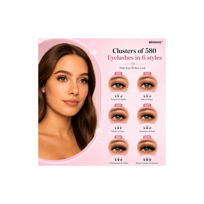 Individual Eyelashes Kit 600+ Pieces 30D-40D-50D-60D-80D-100D Volume Cluster Lashes Extensions,