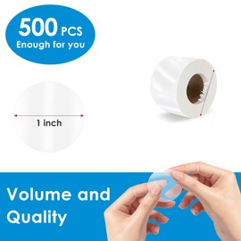 500 pcs 1 inch Round Clear Transparent Waterproof Stickers, Self-Adhesive Seals Stickers for Package, Envelope, Cosmetic Box, Mail, Circle Label (1inch-500)