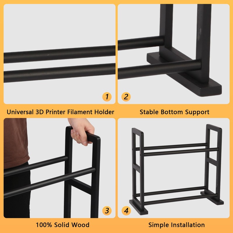 Onemacc 3D Printer Filament Storage Rack Desktop, Wooden 3D Printer
