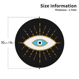 Black Evil Eye 4 Pcs Coasters for Drinks,Round Leather Coasters for Tabletop Protection Home Bar Decor