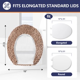 Baahrnom Luxury Soft Microfiber Toilet Lid Cover Machine Washable Solid Toilet Seat Cover 17.5" x 15" Adjustable Rubber Backing Fits Most 16-17.5" L x 14-16" W Round Oblong and Elongated Toilet Seat